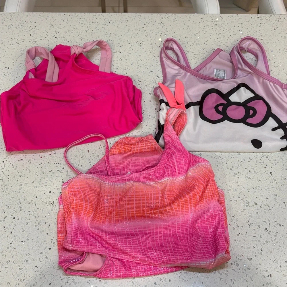 Girls Swimsuit Bundle Pink Platinum Sparkly Pink size 7/8
